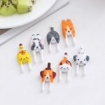 7 pcs / set mignon mini dessin anim� animal pics alimentaires enfants casse - cro�te fruits fourchettes ...
