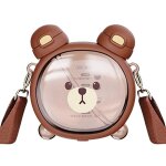 750ml - brun - bouteille d'eau en forme d'ours en silicone pour enfant, bouilloire, paille, tasse a boire, ...
