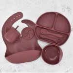 7pcs - ensemble de vaisselle en silicone pour bb, 7 pices / ensemble, vaisselle antidrapante, sans ...