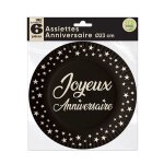 8 assiettes anniversaire biodegradables 23cm noir