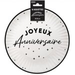 8 assiettes carton anniversaire 23cm noir