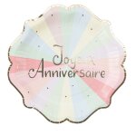8 assiettes carton anniversaire pastel party 23cm