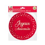 8 assiettes carton bio anniversaire 23cm rouge