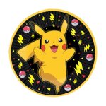 8 assiettes carton pokemon pikachu 23cm noir