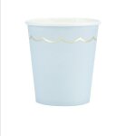 8 gobelets carton lisere or 20cl bleu pastel