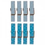 8 mini pinces a linge aimant�es bleues 3, 5 cm