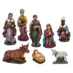 8 santons pour cr�che de no�l - h. 20 cm - multicolore