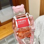 850ml - rose - bouteille d'eau de dehors de 850ml avec paille, en plastique, grande capacit, pour voyage, ...