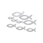 9 poissons chr�tiens en bois blanc d�coration el�gante pour bapt�me communion et confirmation ornez votre ...