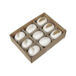 9 �ufs naturel poule deco plume metal 6cm blanc