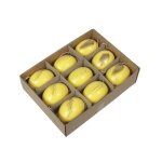 9 �ufs naturel poule deco plume metal 6cm jaune