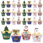 96 pcs d�corations de g�teau de no�l emballage de cupcake de no�l d�coration tasses de cuisson moules ...