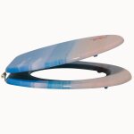 Abattant wc mdf paradise bleu - charni�res inox