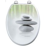 Abattant pour wc a motif multi couleurs decoration sur 3 faces - en mdf + charnieres en metal reglable ...