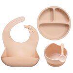 Abricot - couverts pour enfants avec logo personnalis, kit d'alimentation en silicone souple, bol a ...