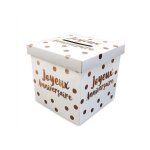 Accessoire anniversaire / urne pliable blanche et rose m�tal / dimensions : 20 x 20 x 20 cm