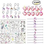 Accessoires de f�te - licorne - 40pcs - bracelets, porte - cl�s, bagues - tatouages temporaires - multicolore. ...