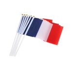 Accessoire de supporter / lot de 6 drapeaux tricolores bleu, blanc, rouge / dimensions : 30 x 16 cm