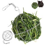 Acier inoxydable hamster balle ronde placage herbe support balle alimentation exercice suspendus balles ...