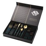 Acier inoxydable acier inoxydable portugais 24 pieces ensemble de dner ensemble dor cratif couteau ...