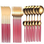 Acier inoxydable acier inoxydable portugais 24 pieces ensemble de dner ensemble dor cratif cuisine ...