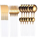 Acier inoxydable acier inoxydable portugais 24 pieces ensemble de dner ensemble dor cratif cuisine ...