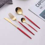 Acier inoxydable acier inoxydable portugais 24 pieces ensemble de dner ensemble dor cratif cuisine ...