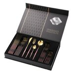 Acier inoxydable acier inoxydable portugais 24 pieces ensemble de dner or cratif cuisine occidentale ...
