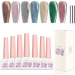 Adhere 7pcs 12ml cat eye tremp� uv led gel vernis a ongles, yeux de chat brillant r�fl�chissant, brillant ...