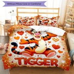 Adorable parure de lit a imprime tigre sauteur, housse de couette et taie d'oreiller, decoration d'int�rieur, ...