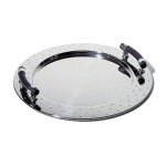 Alessi mgvass plateau rond a poignes en acier brillant avec poignes en pa noir
