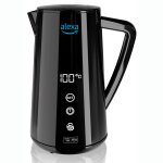 Alexa bouilloire electrique intelligente wifi 1, 5l, sans fil, ecran tactile led, 1800w, noir, swan, ...