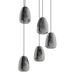 Alobrase plafonnier suspendu a 5 lampes, chrome