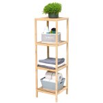 Alpina etag�re de salle de bain 4 niveaux - meuble bambou pour serviettes,