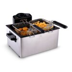Alpina friteuse huile 5 litres friteuse double avec 3 paniers  friture, 1x grand et 2x petit - friteuse ...
