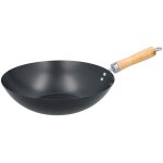 Alpina wok ¿30cm avec revtement antiadhsif en acier inoxydable avec manche en bois - noir