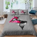 Amour housse de couette mr et mrs couple parure de lit l��vres rouge avec fermeture ��clair et taies ...