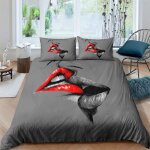 Amour housse de couette mr et mrs couple parure de lit l��vres rouge avec fermeture ��clair et taies ...