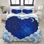 Amour th��me croissant etoiles nuage coeur en forme de motif romantique conte de f��es - parure de lit ...