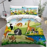 Animaux anim��s housse de couette x imprim�� d jungle parure de lit personnes ado fille enfants microfibre ...