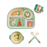 Animal - assiette'alimentation en fibre de bambou pour bb, ensemble de vaisselle pour enfants, bol, ...