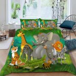 Animaux de la for��t housse de couette x imprim�� d ��l��phant girafe parure de lit personnes ado fille ...