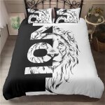 D animal lion housse de couette, hypoallerg��nique, microfibre / personnes parures de lit avec fermeture ...