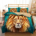 D animal lion housse de couette x cm et taie d'oreiller xcm, microfibre parures de lit avec fermeture ...