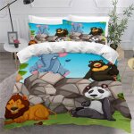 Animaux sauvages housse de couette x imprim�� d for��t parure de lit personnes ado fille enfants microfibre ...