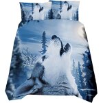 D animal tigre loup lion noir housse de couette et taie d'oreiller, attrapeur de r��ves plume microfibre ...