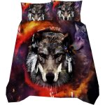 D animal tigre loup lion noir housse de couette et taie d'oreiller, attrapeur de r��ves plume microfibre ...