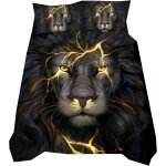 D animal tigre loup lion noir housse de couette et taie d'oreiller, attrapeur de r��ves plume microfibre ...
