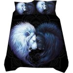 D animal tigre loup lion noir housse de couette et taie d'oreiller, attrapeur de r��ves plume microfibre ...