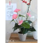 Anthurium plante artificielle rose clair en pot h40